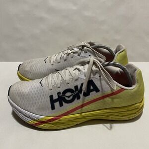 HOKA One One Unisex Rocket X Running Shoes White/Yellow Size 11.5 1113532 Wepr
